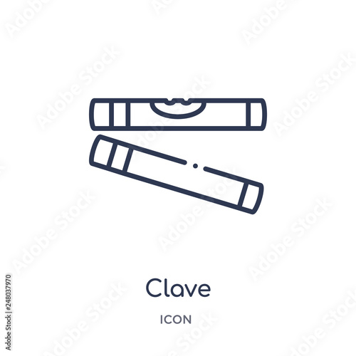 clave icon from music outline collection. Thin line clave icon isolated on white background.