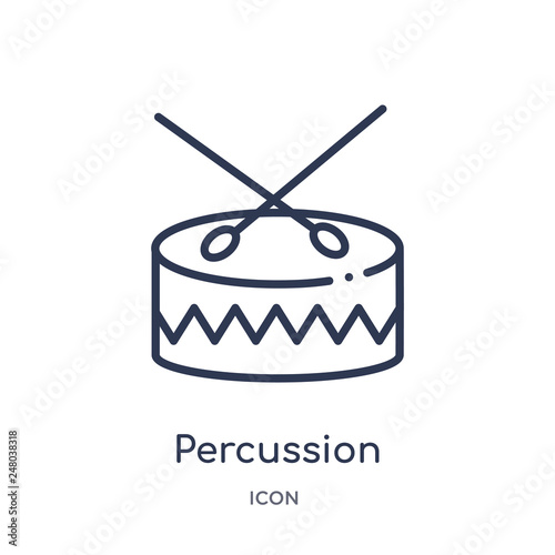 percussion icon from music outline collection. Thin line percussion icon isolated on white background.