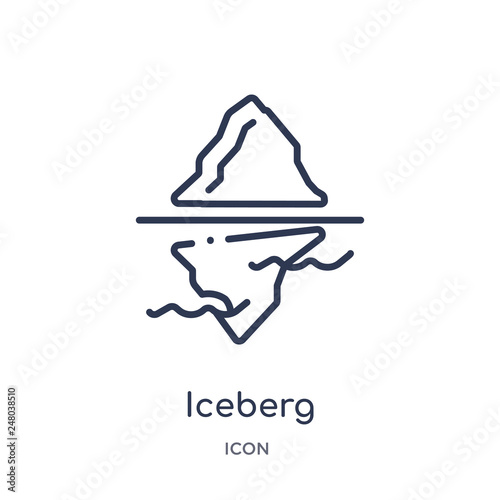 iceberg icon from nature outline collection. Thin line iceberg icon isolated on white background.