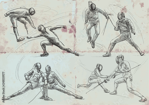 Fencing, collection - An hand drawn vector illustration. Freehand sketching.
