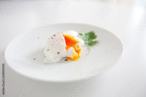 Fried egg poache pan meal recipe healthy food concept