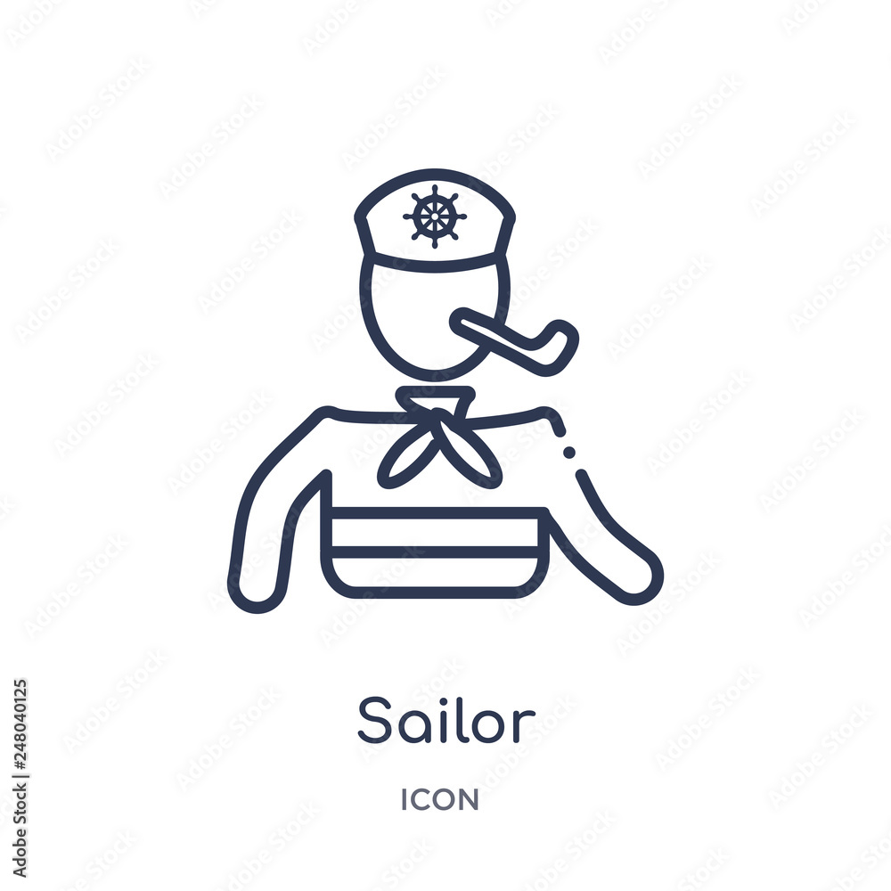 sailor icon from nautical outline collection. Thin line sailor icon isolated on white background. sailor icon from nautical outline collection. Thin line sailor icon isolated on white background.