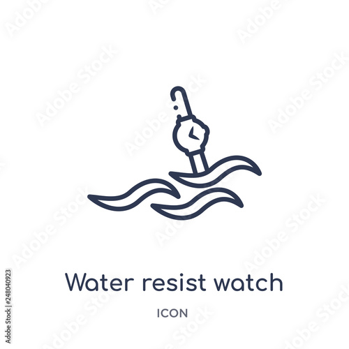 water resist watch icon from nautical outline collection. Thin line water resist watch icon isolated on white background.
