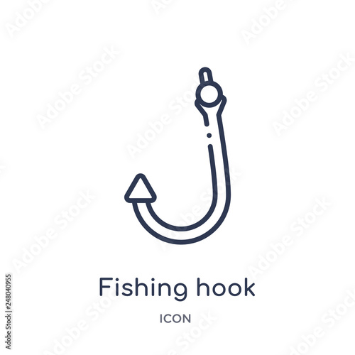 fishing hook icon from nautical outline collection. Thin line fishing hook icon isolated on white background.