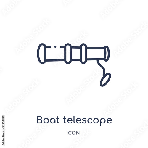 boat telescope icon from nautical outline collection. Thin line boat telescope icon isolated on white background.