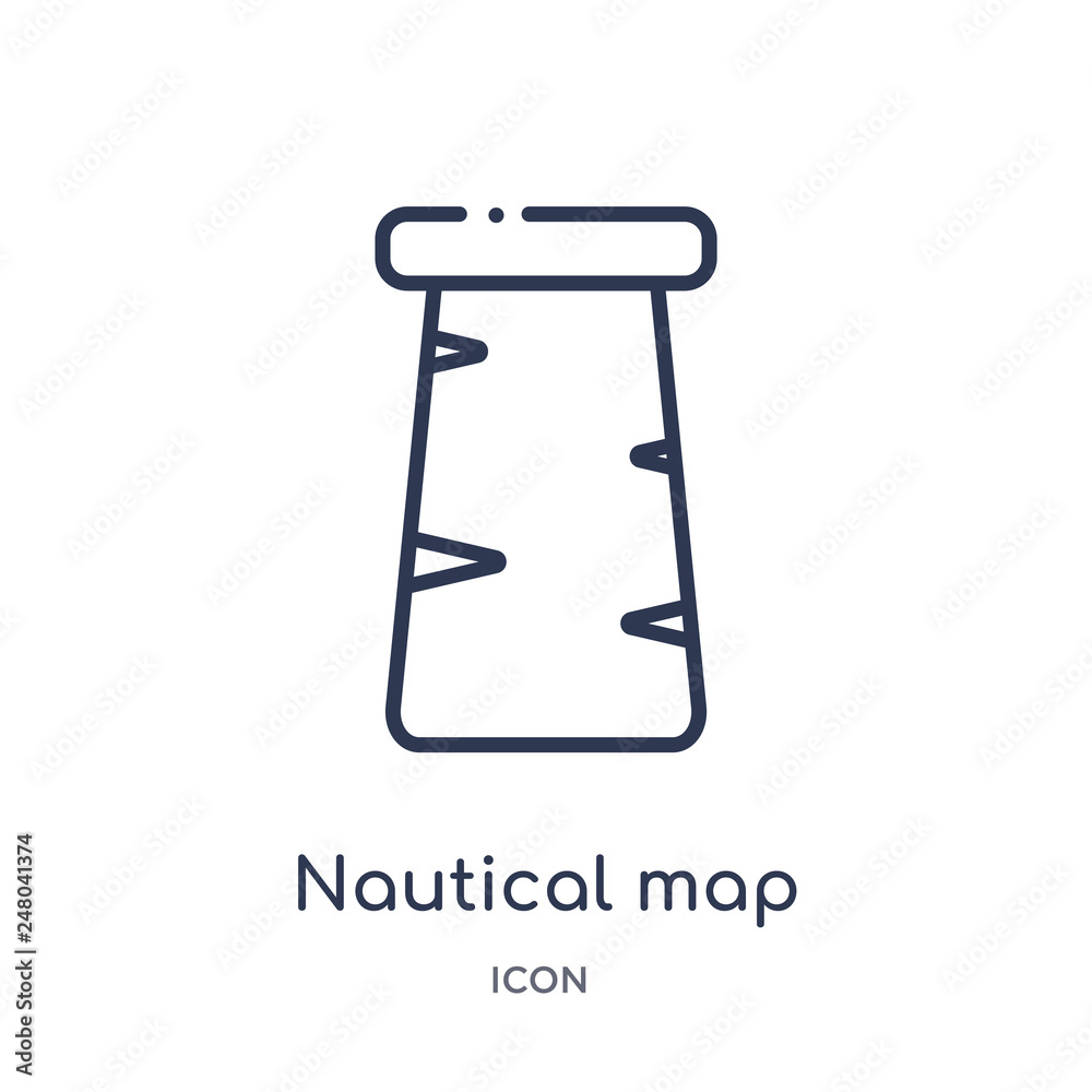 nautical map icon from nautical outline collection. Thin line nautical map icon isolated on white background.