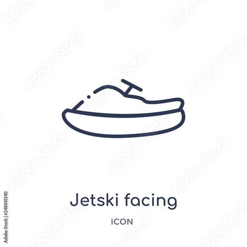 jetski facing right icon from nautical outline collection. Thin line jetski facing right icon isolated on white background.