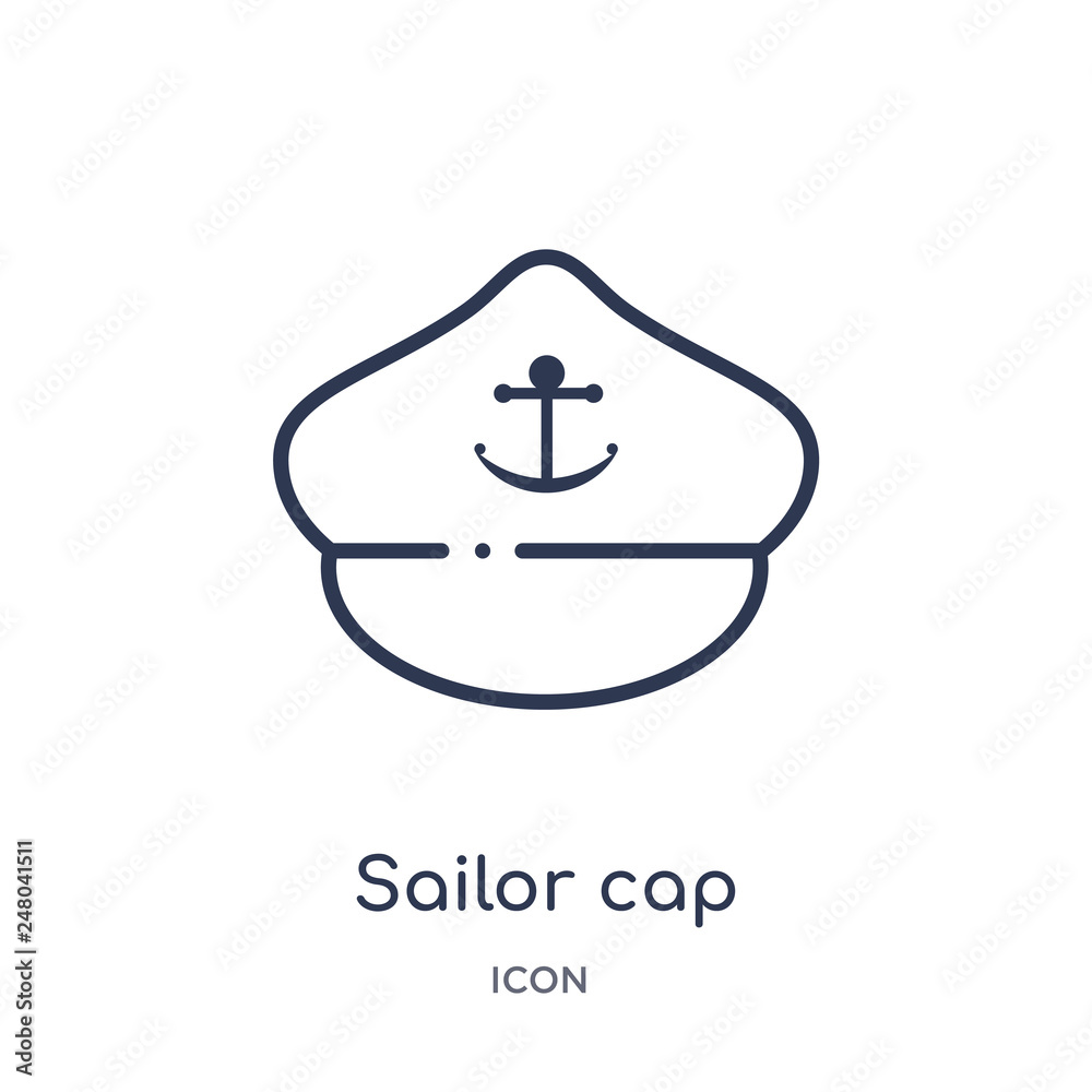 sailor cap icon from nautical outline collection. Thin line sailor cap icon isolated on white background. sailor cap icon from nautical outline collection. Thin line sailor cap icon isolated on white background.