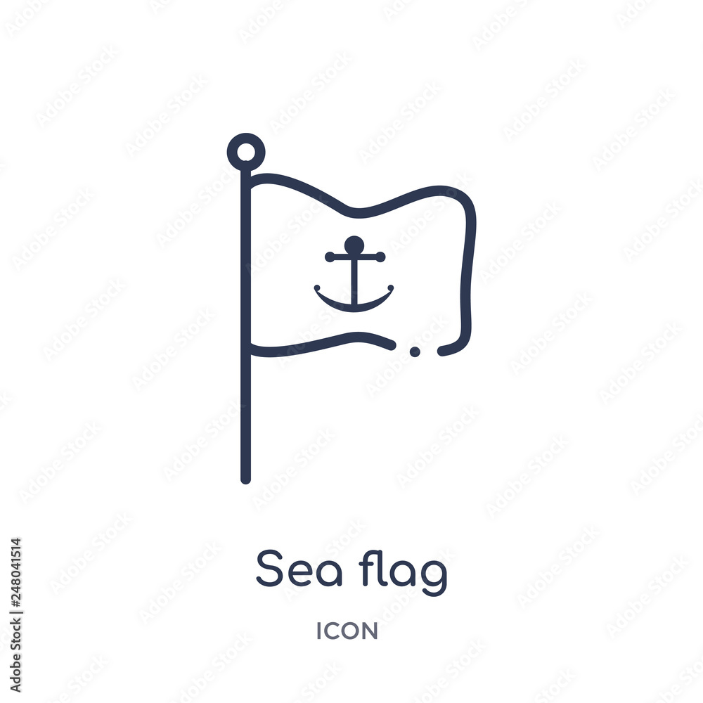 sea flag icon from nautical outline collection. Thin line sea flag icon isolated on white background. sea flag icon from nautical outline collection. Thin line sea flag icon isolated on white background.