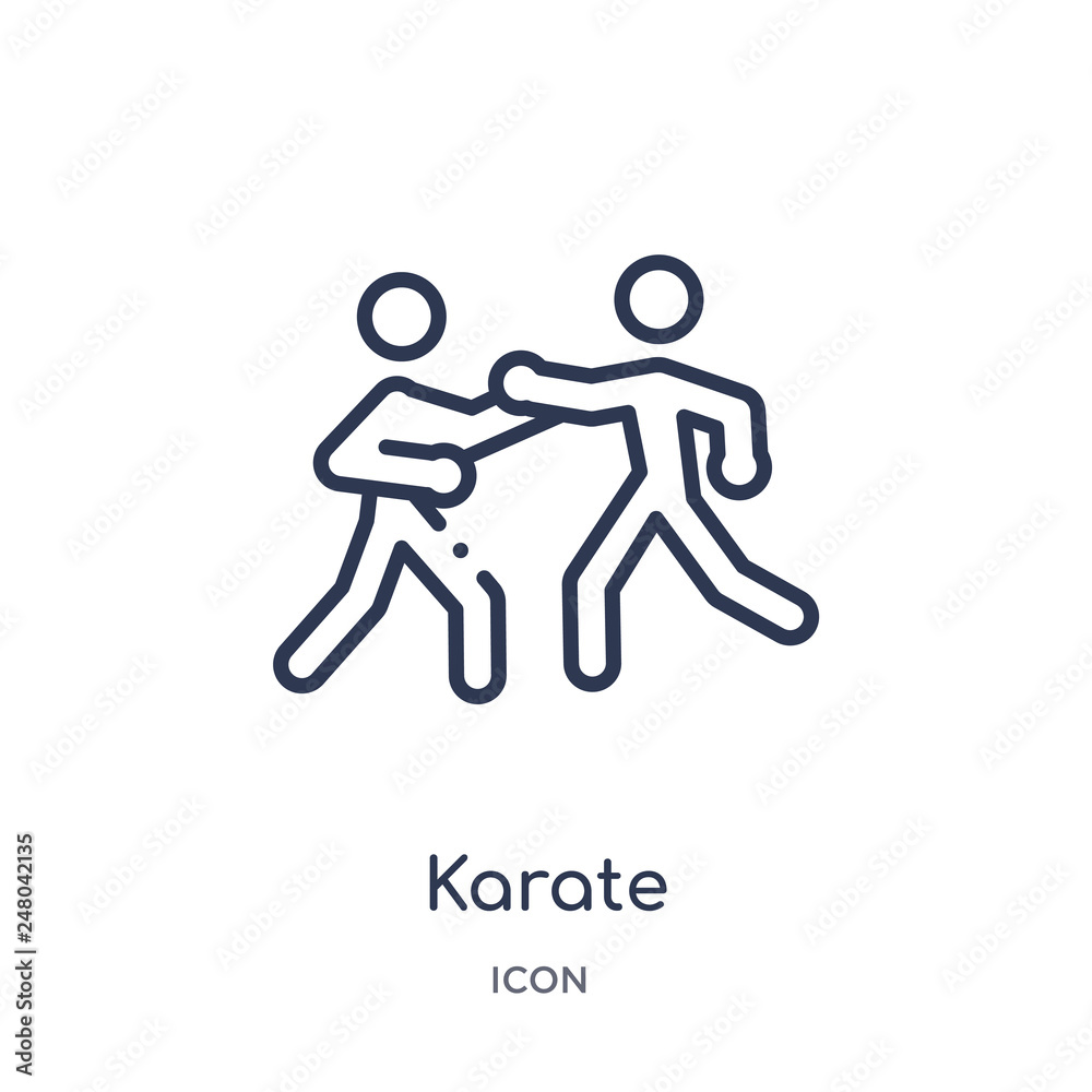 karate icon from olympic games outline collection. Thin line karate icon isolated on white background. karate icon from olympic games outline collection. Thin line karate icon isolated on white background.