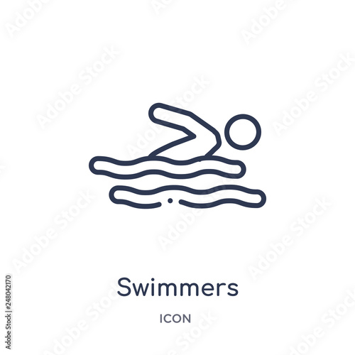 swimmers icon from olympic games outline collection. Thin line swimmers icon isolated on white background.