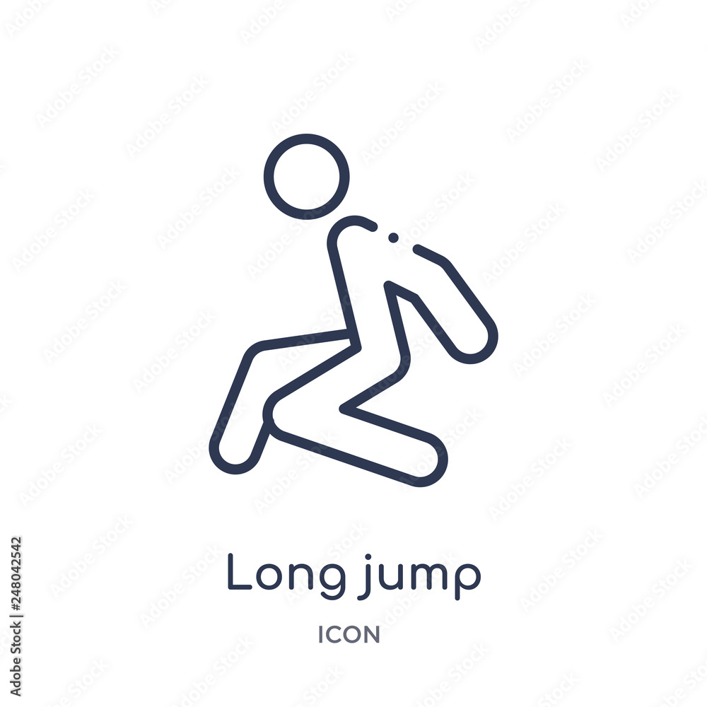 long jump icon from olympic games outline collection. Thin line long jump icon isolated on white background.