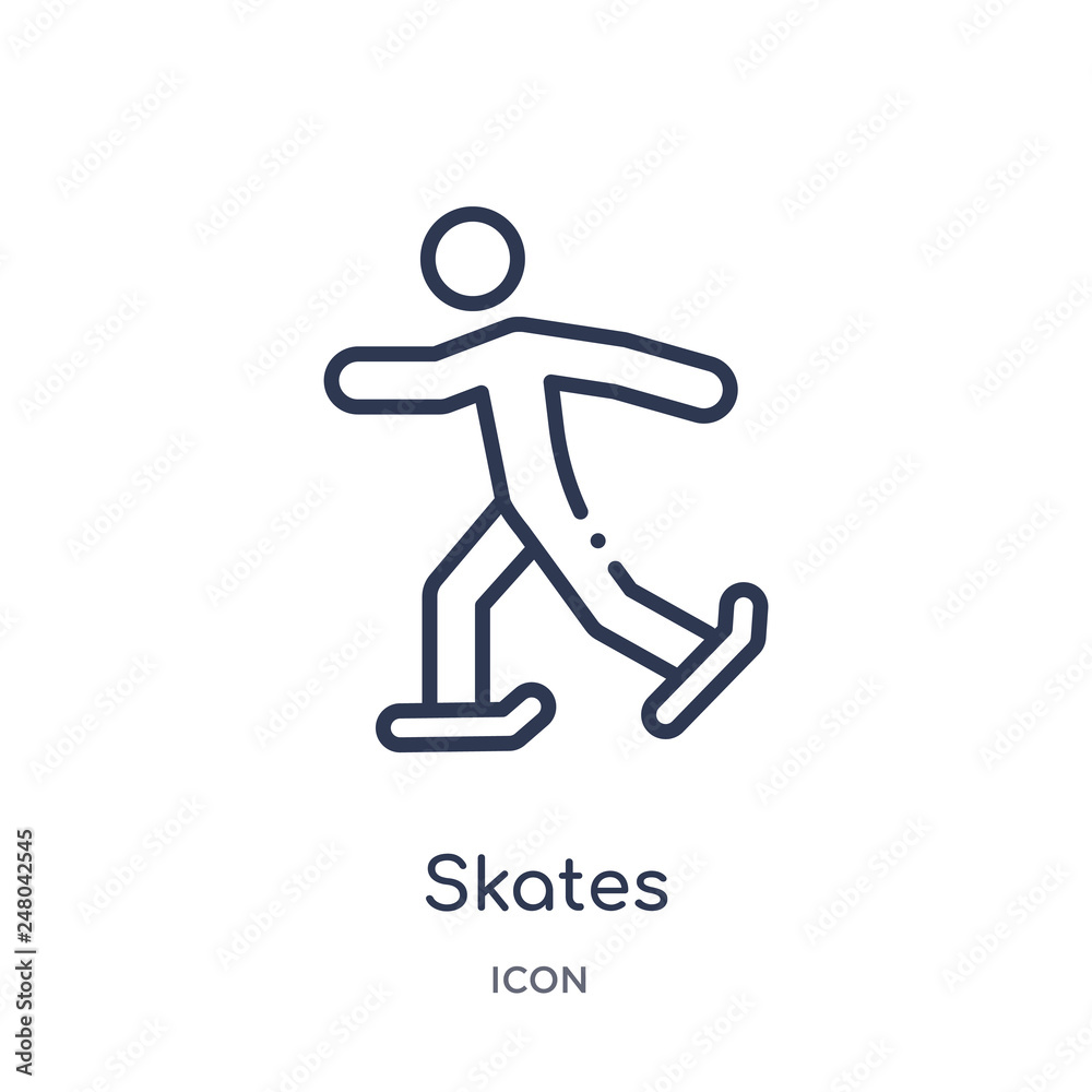 skates icon from olympic games outline collection. Thin line skates icon isolated on white background. skates icon from olympic games outline collection. Thin line skates icon isolated on white background.