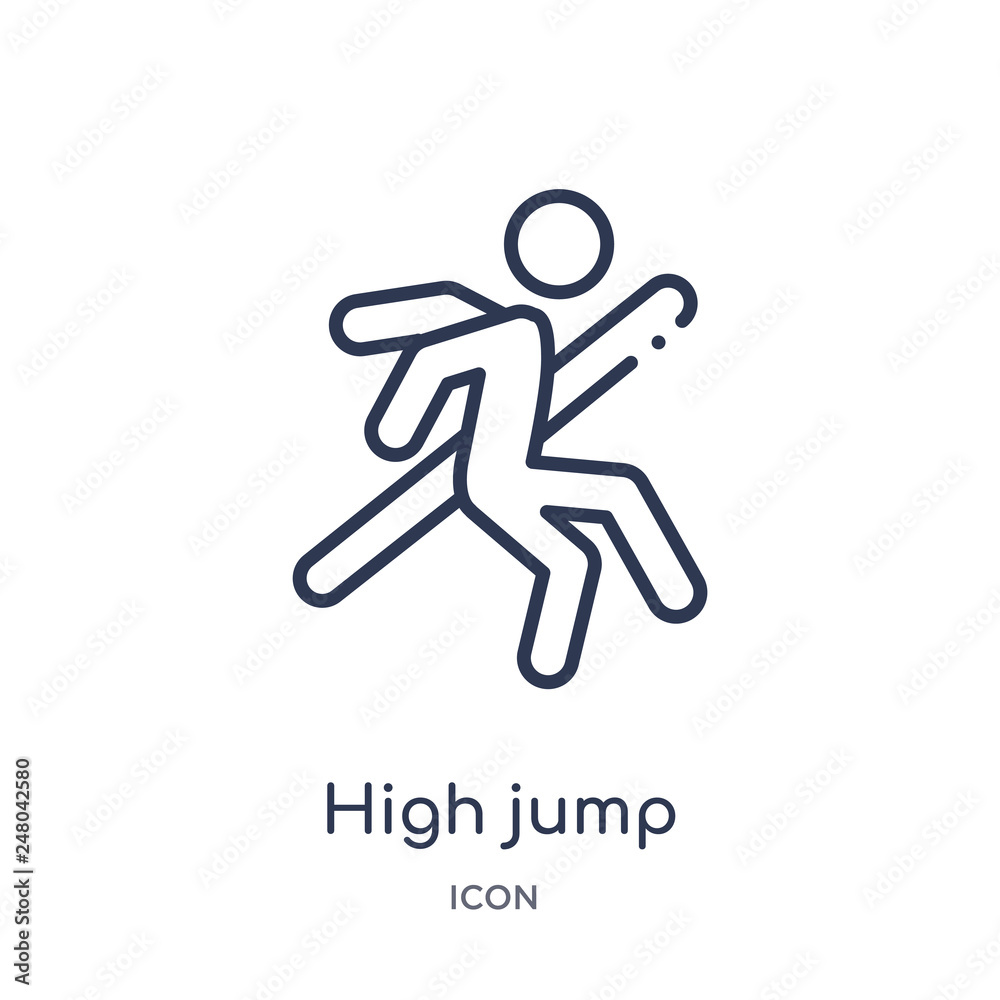 high jump icon from olympic games outline collection. Thin line high jump icon isolated on white background. high jump icon from olympic games outline collection. Thin line high jump icon isolated on white background.