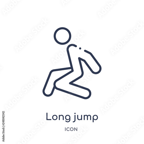 long jump icon from olympic games outline collection. Thin line long jump icon isolated on white background.