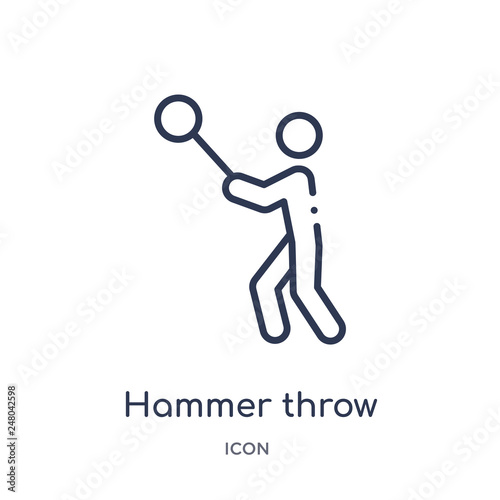 hammer throw icon from olympic games outline collection. Thin line hammer throw icon isolated on white background.