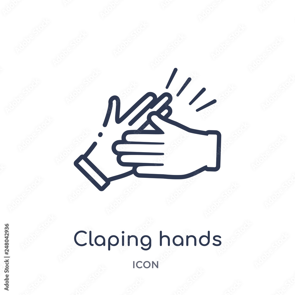 claping hands icon from party outline collection. Thin line claping hands icon isolated on white background.