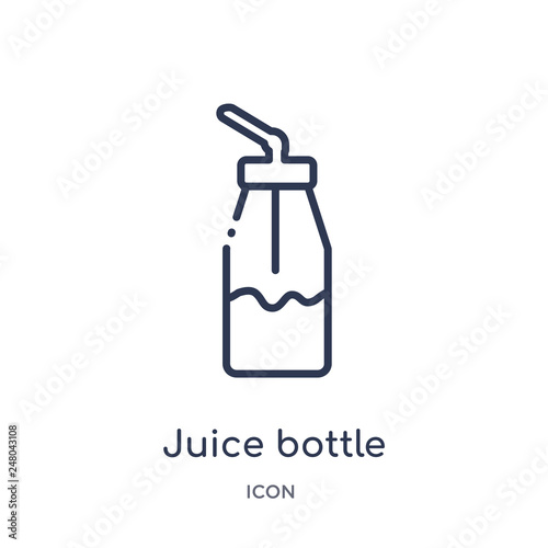 juice bottle with straw icon from party outline collection. Thin line juice bottle with straw icon isolated on white background.