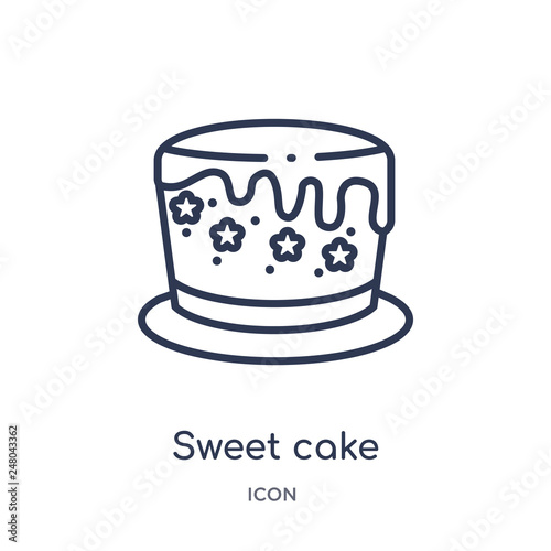 sweet cake icon from party outline collection. Thin line sweet cake icon isolated on white background.