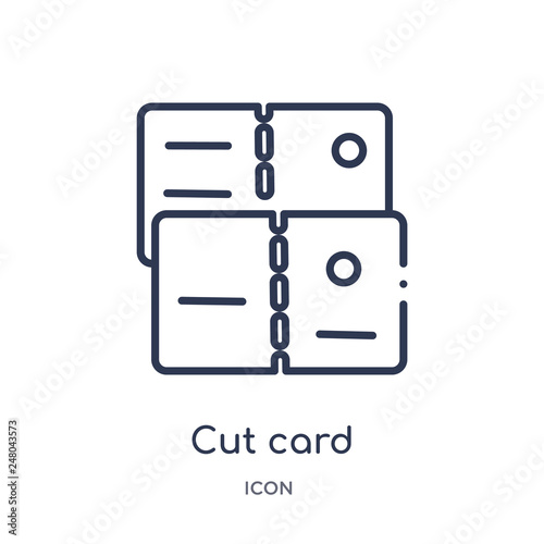 cut card icon from payment outline collection. Thin line cut card icon isolated on white background.