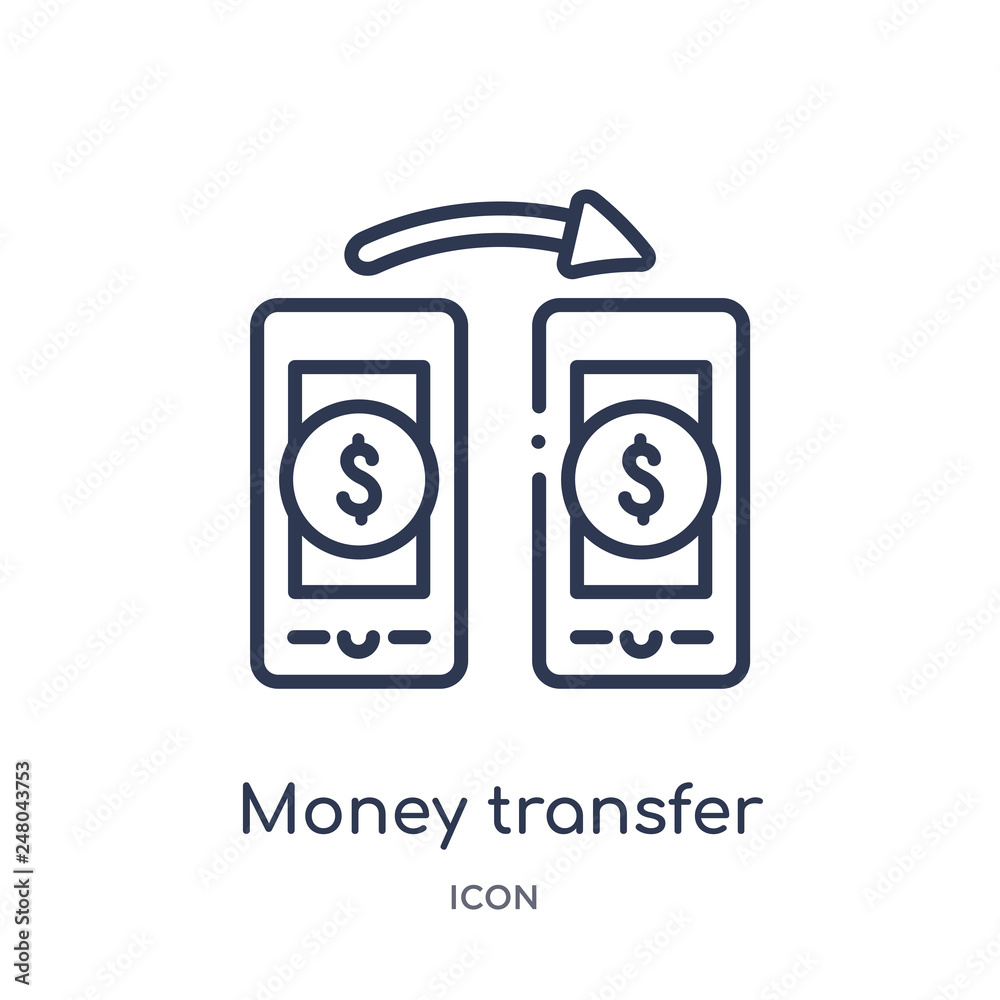 money transfer icon from payment outline collection. Thin line money transfer icon isolated on white background. money transfer icon from payment outline collection. Thin line money transfer icon isolated on white background.