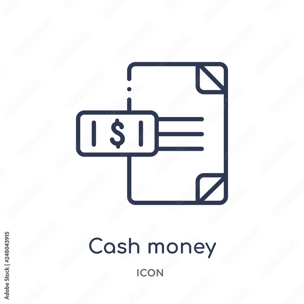 cash money icon from payment methods outline collection. Thin line cash money icon isolated on white background. cash money icon from payment methods outline collection. Thin line cash money icon isolated on white background.