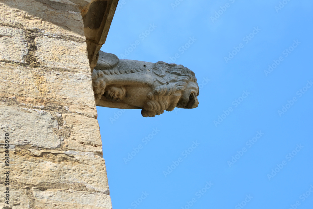 The gargoyle of Santa Maria church in Montblanc town, Catalonia, Spain