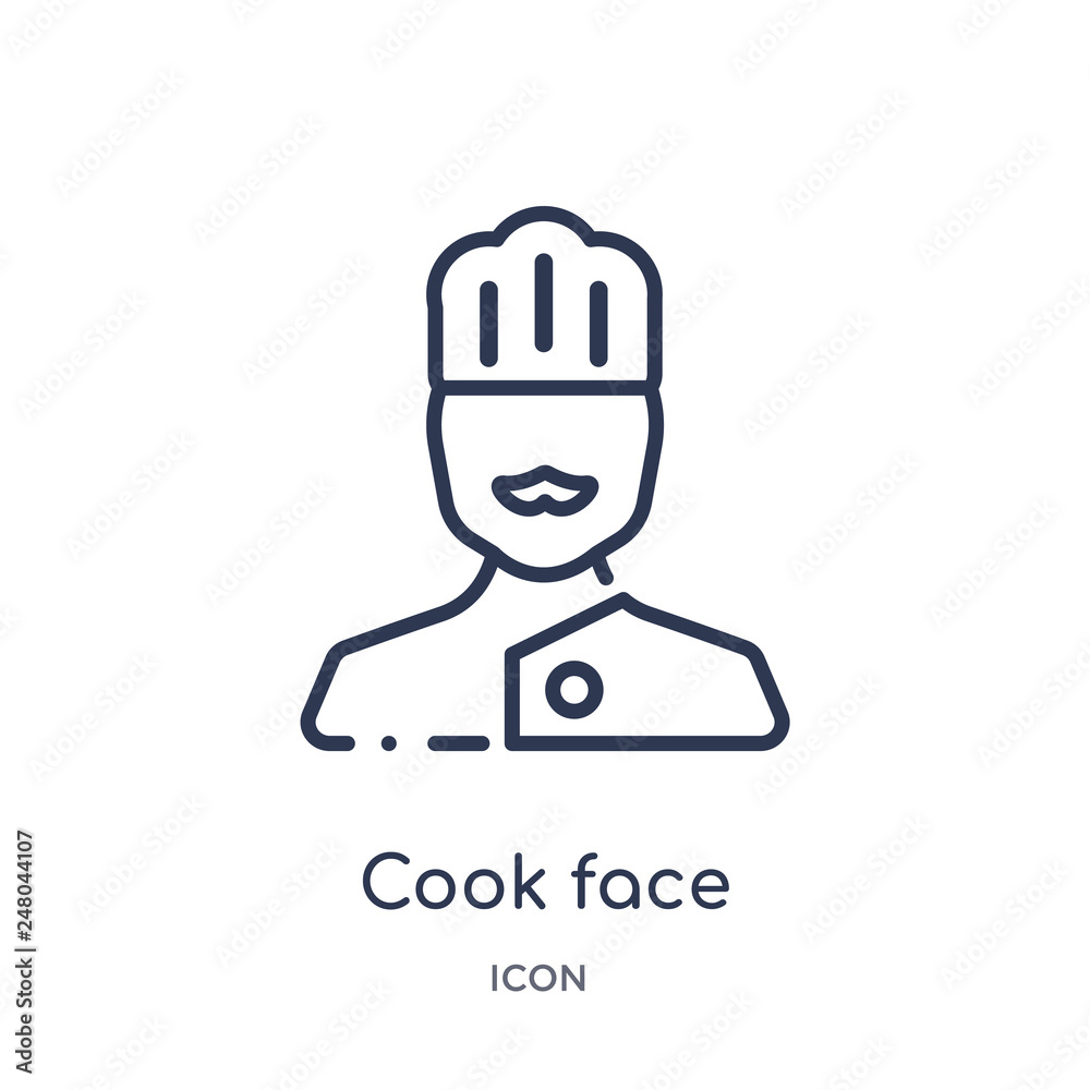 cook face icon from people outline collection. Thin line cook face icon isolated on white background.