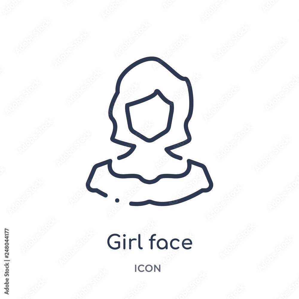 girl face icon from people outline collection. Thin line girl face icon isolated on white background. girl face icon from people outline collection. Thin line girl face icon isolated on white background.