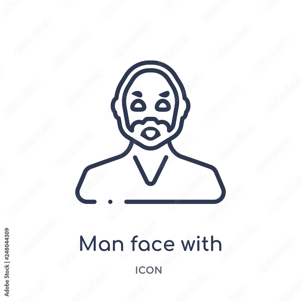 man face with goatee icon from people outline collection. Thin line man face with goatee icon isolated on white background. man face with goatee icon from people outline collection. Thin line man face with goatee icon isolated on white background.