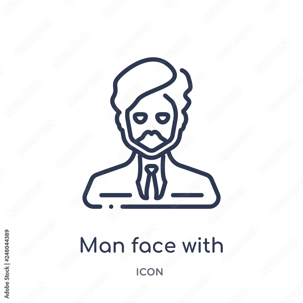 man face with turban and beard icon from people outline collection. Thin line man face with turban and beard icon isolated on white background. man face with turban and beard icon from people outline collection. Thin line man face with turban and beard icon isolated on white background.