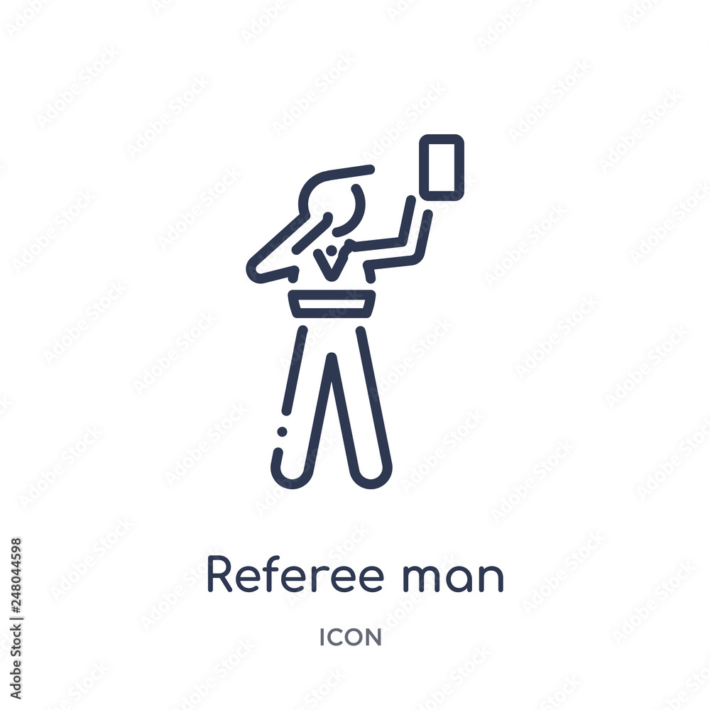 referee man icon from people outline collection. Thin line referee man icon isolated on white background. referee man icon from people outline collection. Thin line referee man icon isolated on white background.