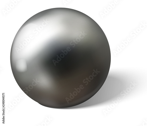 Matt steel ball on white surface realistic vector