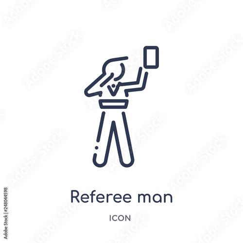 referee man icon from people outline collection. Thin line referee man icon isolated on white background.