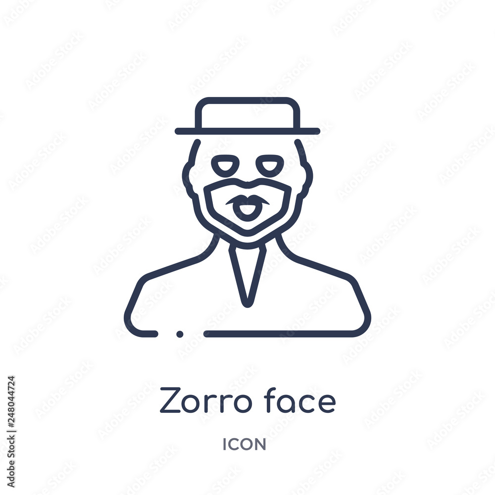 zorro face icon from people outline collection. Thin line zorro face icon isolated on white background. zorro face icon from people outline collection. Thin line zorro face icon isolated on white background.