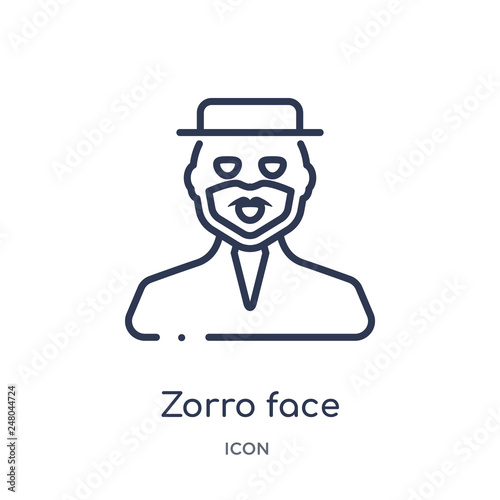zorro face icon from people outline collection. Thin line zorro face icon isolated on white background.