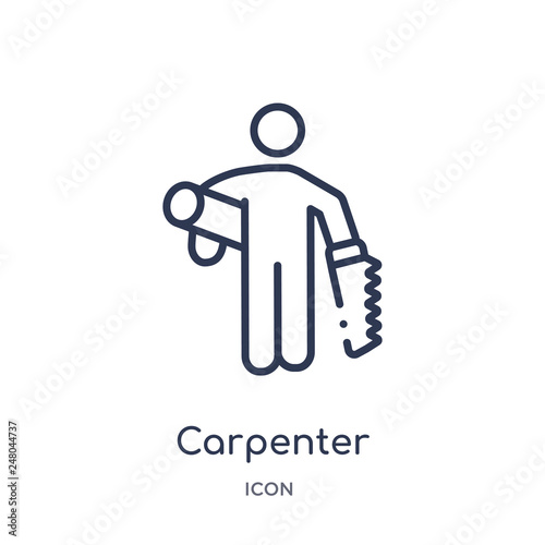 carpenter icon from people skills outline collection. Thin line carpenter icon isolated on white background.