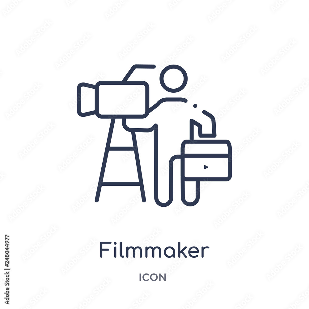 filmmaker icon from people skills outline collection. Thin line filmmaker icon isolated on white background.