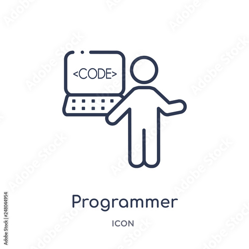programmer icon from people skills outline collection. Thin line programmer icon isolated on white background.