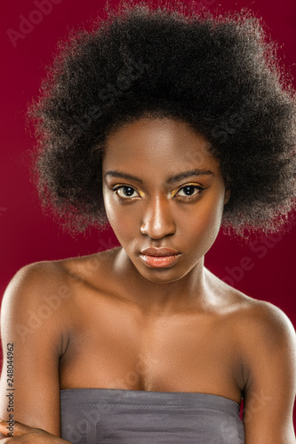 Portrait of a beautiful serious afro American woman