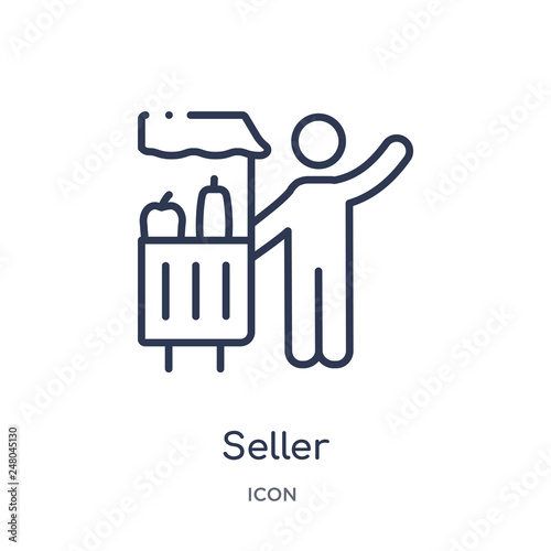 seller icon from people skills outline collection. Thin line seller icon isolated on white background.