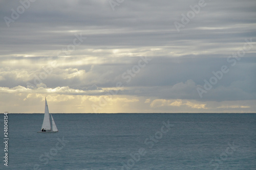 Sailing boat off the coast of Nice, France