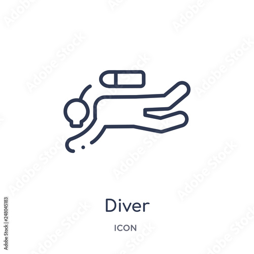 diver icon from people skills outline collection. Thin line diver icon isolated on white background.