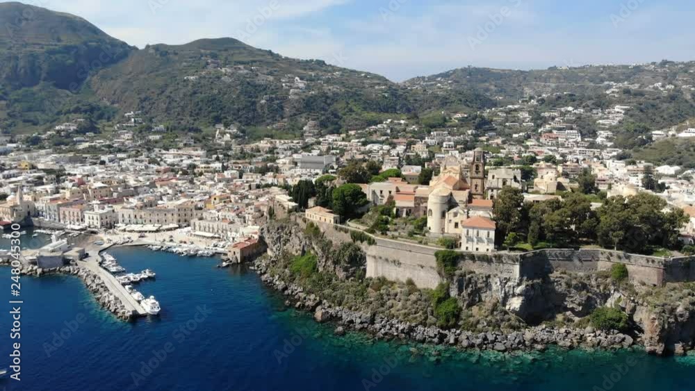 Aerial photography of a city on a volcanic island in Sicily Aerial photography of a city on a volcanic island in Sicily