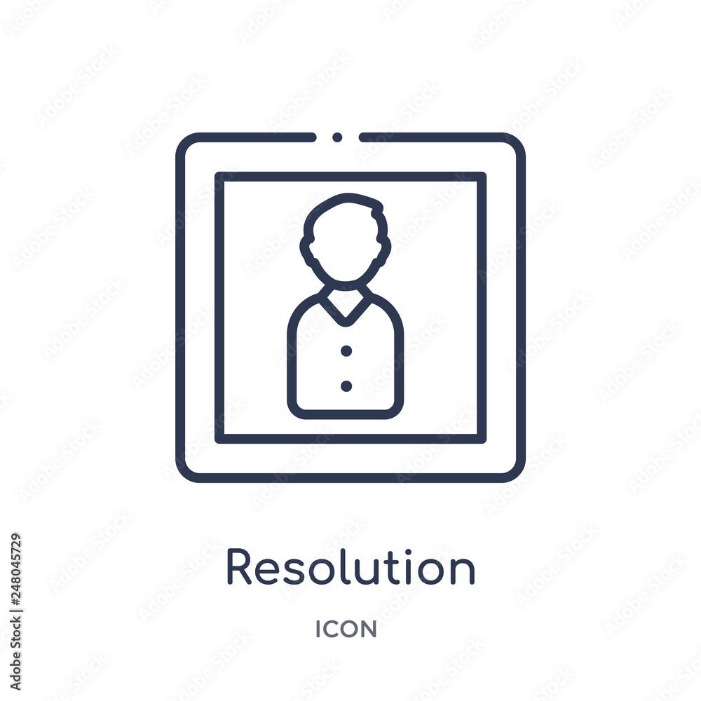 resolution icon from photography outline collection. Thin line resolution icon isolated on white background. resolution icon from photography outline collection. Thin line resolution icon isolated on white background.