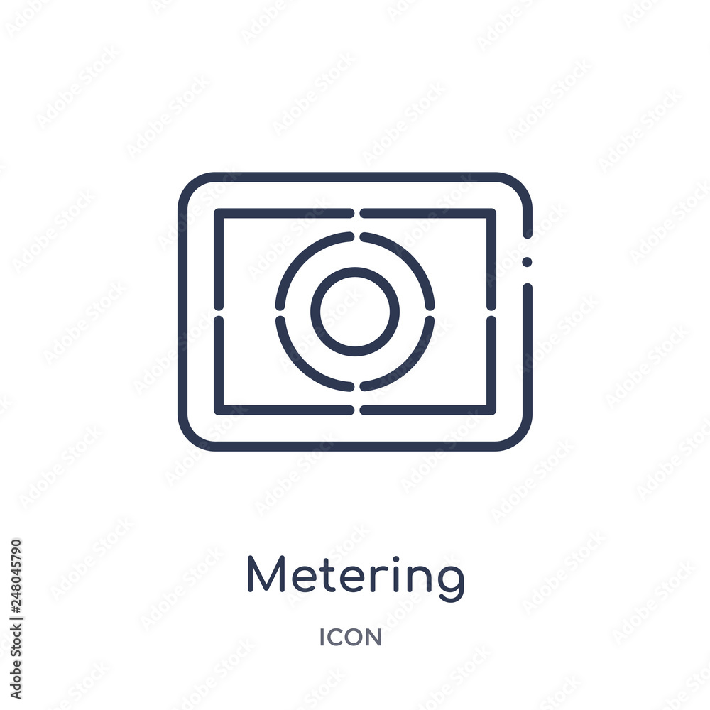 metering icon from photography outline collection. Thin line metering icon isolated on white background. metering icon from photography outline collection. Thin line metering icon isolated on white background.