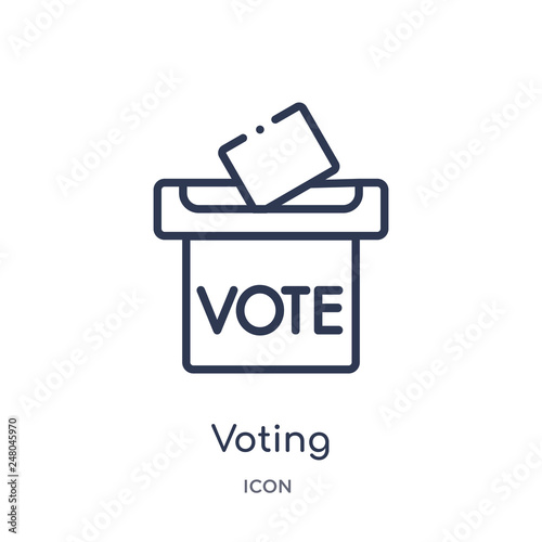 voting icon from political outline collection. Thin line voting icon isolated on white background.