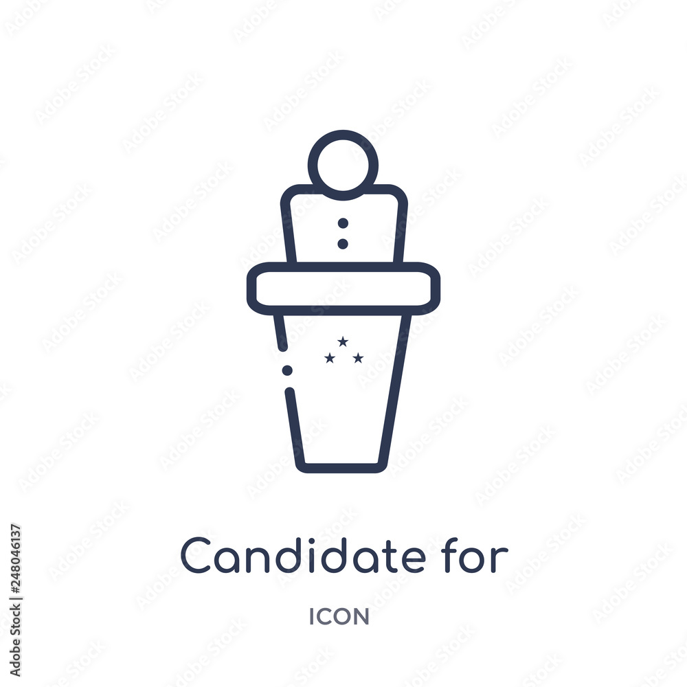 candidate for elections icon from political outline collection. Thin line candidate for elections icon isolated on white background.
