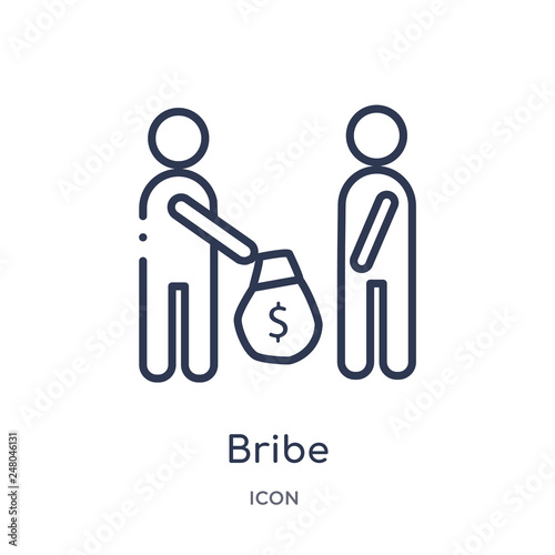 bribe icon from political outline collection. Thin line bribe icon isolated on white background.
