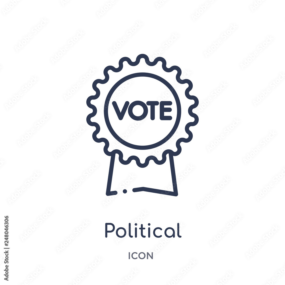 political american elections publicity badge icon from political outline collection. Thin line political american elections publicity badge icon isolated on white background.